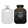 Hot Water Bottle with Cartoon Gorilla Crown, Velvet Cover, Foot Warmer, Small view 2