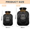 Hot Water Bottle with Cartoon Gorilla Crown, Velvet Cover, Foot Warmer, Small view 3
