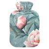 Peony Floral Hot Water Bottle with Soft Velvet Cover, for Menstrual Cramps and Pain Relief, Size M view 1