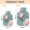 Peony Floral Hot Water Bottle with Soft Velvet Cover, for Menstrual Cramps and Pain Relief, Size M view 3