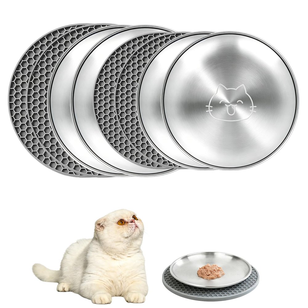 4-Pack 304 Stainless Steel Cat Bowls with Anti-Slip Mats