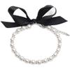 Adjustable Faux Pearl Collar for Pets with Bow, Size M, White view 1