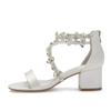 EICOFF Women's Strappy Pumps with Rhinestone Block Heel, Open-Toe Bridal Shoes, Dark Green, EU 43 view 3