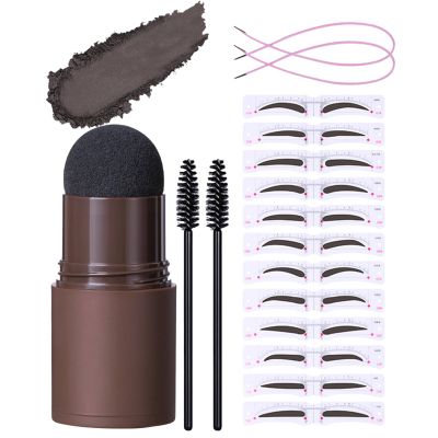 Eyebrow Powder Stamp Set, Waterproof, Long-Lasting, Dark Brown #03