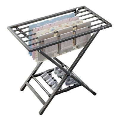 Generic Adjustable Freestanding Clothes Drying Rack, Folding Indoor Drying Station with Height-Adjustable Wings, Space-Saving Dryer for Balcony and Laundry Room