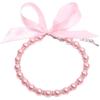 Adjustable Pet Necklace, Pearl, Bow, Puppy Jewelry, Pink (L) view 1