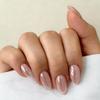 KQueenest Chrome Nude Pink Press-On Nails, Short Almond view 3