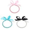Adjustable Faux Pearl Pet Collar with Bow, White, Size L view 3
