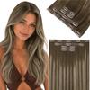 LaaVoo Invisible Clip-In Extensions, Brown Ombre, Remy Human Hair, 45 cm, 4 pcs, 90 g, #8/16/8 view 1