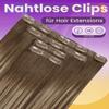 LaaVoo Invisible Clip-In Extensions, Brown Ombre, Remy Human Hair, 45 cm, 4 pcs, 90 g, #8/16/8 view 4