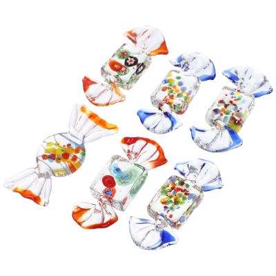 VALICLUD 6-Piece Elegant Japanese-Style Glass Candy Ornaments, Handmade Home Decor, Random Color and Style