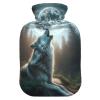 Small Hot Water Bottle with Soft Cover, Hand Warmer, Howling Wolf/Moon Designs, for Neck, Shoulders and Menstrual Cramps view 1