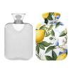 Hot Water Bottle with Soft Cover, for Menstrual Cramps, Pain Relief, Small, Lemon Blue view 2