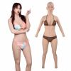 CRODRES Crossdresser Silicone Bodysuit with Breast Plate, Ivory, E Cup view 1