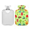 Medium Hot Water Bottle with Soft Cover, Cute Tractor Design view 2