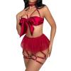LinRim Sexy Cosplay Lingerie Set for Women, Rosettes, Babydoll, Teddy Outfit, Bra and Panties, Nightgown with Choker, Anime Lace, Babydoll view 1