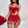 LinRim Sexy Cosplay Lingerie Set for Women, Rosettes, Babydoll, Teddy Outfit, Bra and Panties, Nightgown with Choker, Anime Lace, Babydoll view 3