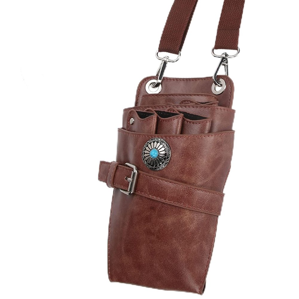 Xiuganpo Barber Scissor Pouch Holster, Large Capacity, Durable Retro Hardware for Salon and Home
