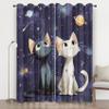 Cute Cartoon Cat Planet Universe Blackout Curtains, 2-Piece Set, 100 x 140 cm view 1