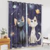 Cute Cartoon Cat Planet Universe Blackout Curtains, 2-Piece Set, 100 x 140 cm view 3