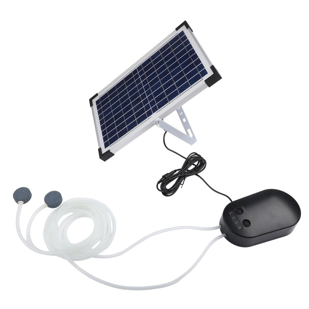 URPIZY 15 W Solar Oxygen Pump with Hose and Air Stone for Aquariums and Fish Ponds