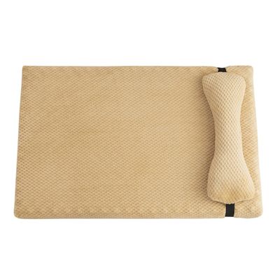 Pongpai Soft Pet Bed with Bolster Pillow and Non-Slip Bottom, Orthopedic Foam Mat for Dogs and Cats, 75 x 50 x 6 cm, Beige