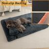 Pongpai Soft Pet Bed with Bolster Pillow and Non-Slip Bottom, Orthopedic Foam Mat for Dogs and Cats, 75 x 50 x 6 cm, Beige view 2