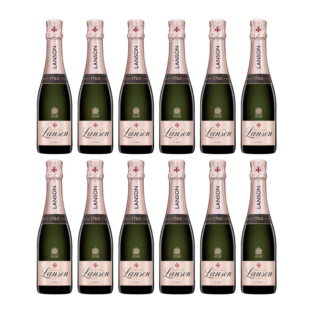 Champagne Lanson Le Rosé Sparkling Wine from France incl. FeinWert E-Book (12 x 0.375 L)