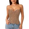 Generic Women's Corset Top, Medieval Breathable Mesh Shaping Bodysuit with Irregular Lace, Black view 1
