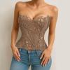 Generic Women's Corset Top, Medieval Breathable Mesh Shaping Bodysuit with Irregular Lace, Black view 2