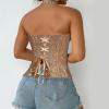 Generic Women's Corset Top, Medieval Breathable Mesh Shaping Bodysuit with Irregular Lace, Black view 3