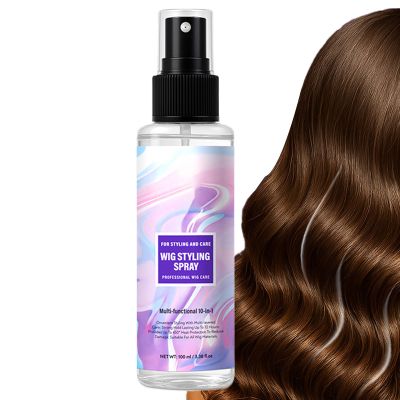 Wig Spray 100 ml, Frizz Control Shine Spray for Synthetic & Human Hair, Quick-Drying Anti-Hair-Loss Spray, Lightweight Hairspray, Conditioning Spray with UV Protection