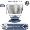 Greentainer 3-Piece Stainless Steel Baby Bowl Set with Suction Cups, Blue view 2