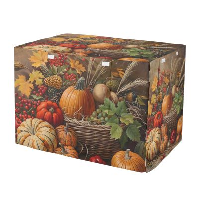 RPLIFE Autumn Pumpkin Fruits Dog Crate Cover (S-XL), UV-Resistant Pet Crate Cover with Mesh Windows, Reduces Barking, Size M