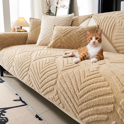 Non-Slip Plush Sofa Cover, Machine Washable, Scratch-Resistant, for Dogs and Cats (Cushions Not Included)