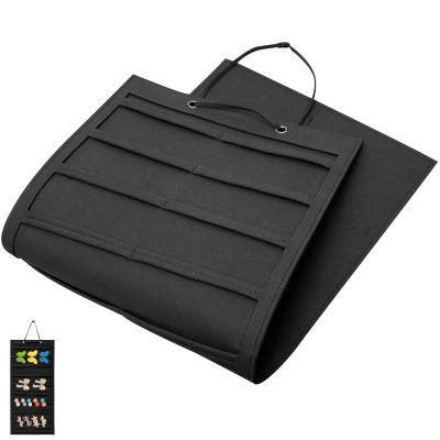 IWOWHERO Hair Clip and Bow Organizer, Black Wall-Mounted Felt Hanging Storage Display