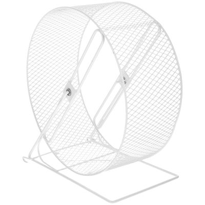 Quiet Exercise Wheel for Small Pets, White, with Iron Stand