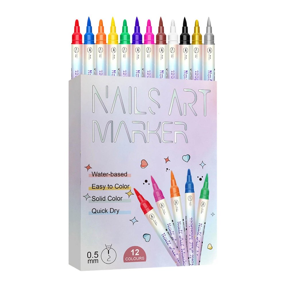 12-Color 3D Nail Art Pen Set