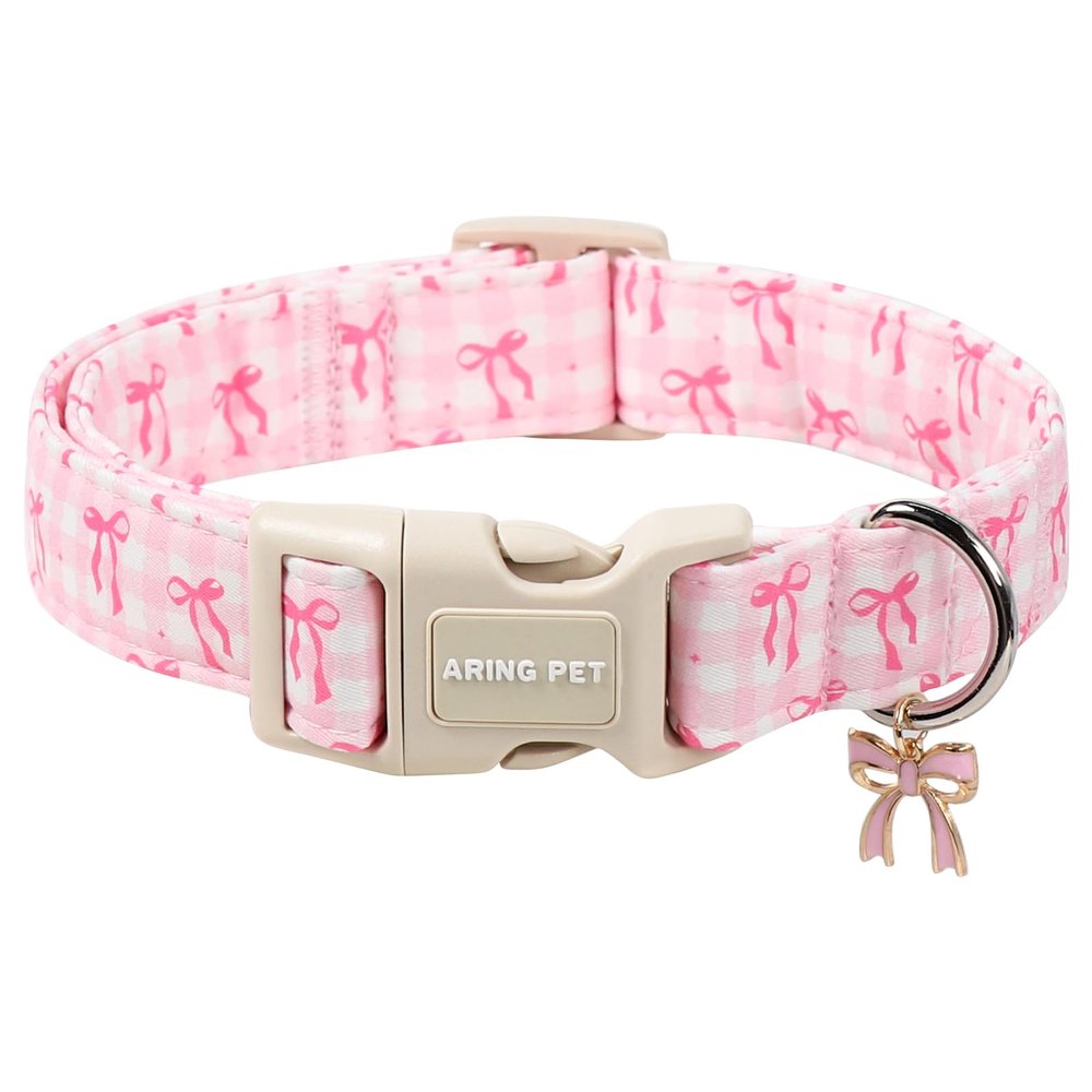 ARING PET Dog Collar with Pink Bow Pattern