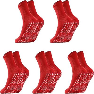 Vitalkompass Neurosocks for Women and Men, Neuropathy Reflexology Massage Acupressure Socks, Self-Warming, Red, 5 Pairs