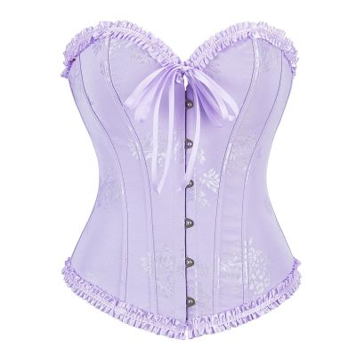 Lggwunsi Women's Sexy Gothic Vintage Corset Top, Full-Bust Tummy-Smoothing Bodice, Purple, XXL
