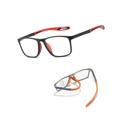 Progressive Reading Glasses for Men and Women, Photochromic Blue-Light Glasses, Red, 4.0