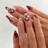 24-Piece Long Almond Press-On Nails, Maillard French, Leopard & 3D Gold Designs view 1