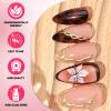 24-Piece Long Almond Press-On Nails, Maillard French, Leopard & 3D Gold Designs view 2