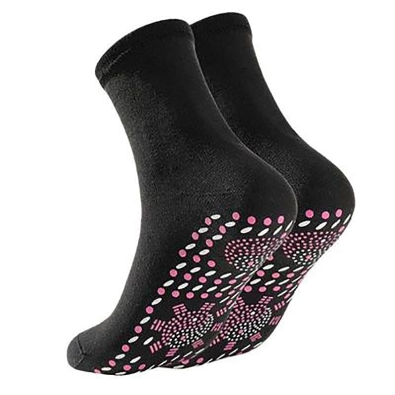 Vitalkompass Neuro Socks for Women and Men, Self-Warming Reflexology Massage Socks, Black, 1 Pair
