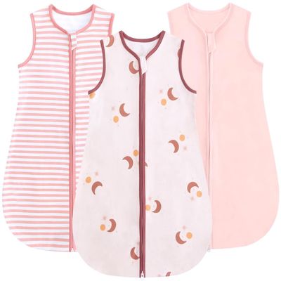 JiAmy 0.5 TOG Baby Sleep Sack, Summer, Pink Moon, 6–12 Months