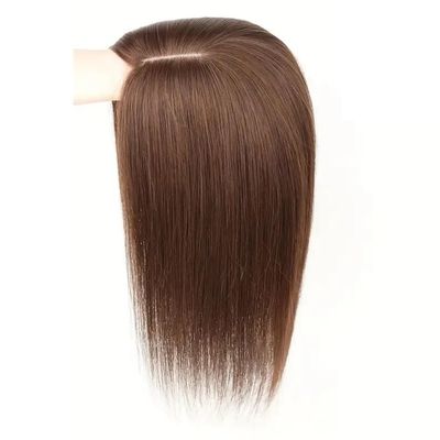 Human Hair Topper for Women, 13 x 15 cm, 20 in (50.8 cm), 7 x 10 cm Hand-Tied Lace Base, Clip-In Hairpiece, 75 g, Adds Hair Volume (Mocha Brown)