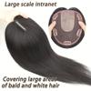 Human Hair Topper for Women, 13 x 15 cm, 20 in (50.8 cm), 7 x 10 cm Hand-Tied Lace Base, Clip-In Hairpiece, 75 g, Adds Hair Volume (Mocha Brown) view 4