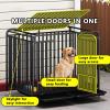 Large Escape-Proof Dog Crate with Locking Wheels, Galvanized Steel Frame, Skylight and Removable Tray (White, 95 x 65 x 85 cm) view 2