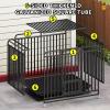 Large Escape-Proof Dog Crate with Locking Wheels, Galvanized Steel Frame, Skylight and Removable Tray (White, 95 x 65 x 85 cm) view 3